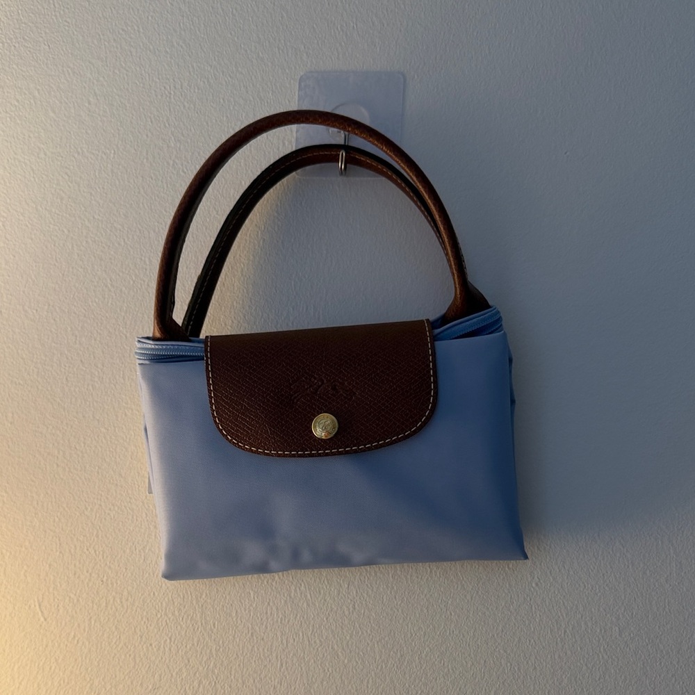 Longchamp Blue and Brown Shoulder Bag